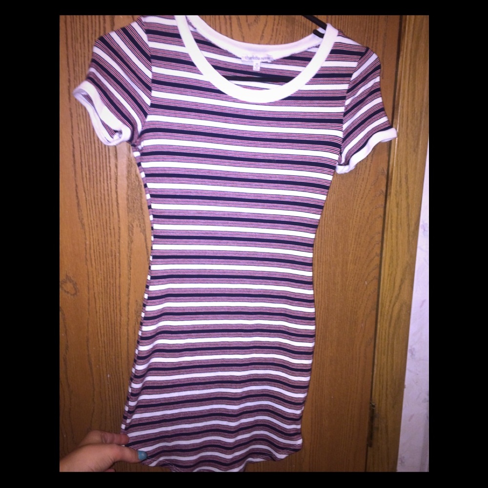 Red white and blue striped t-shirt dress-  CR